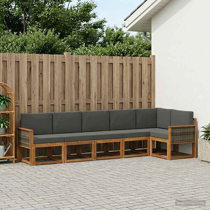Udendørs sofagruppe 6 pcs Naturlig og Antracit Polyester