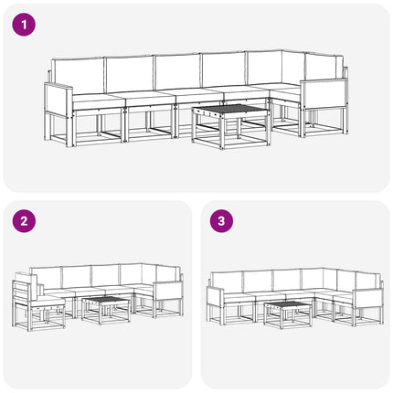Udendørs sofagruppe 7 pcs Naturlig og Antracit Polyester