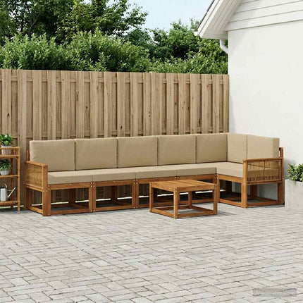 Udendørs sofagruppe med pude 7 pcs Naturlig og Beige Polyester