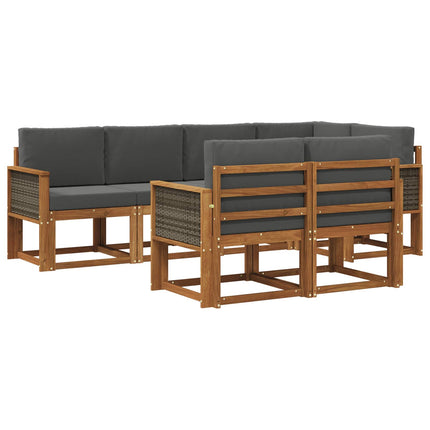 Udendørs sofagruppe 7 pcs Naturlig og Antracit Polyester