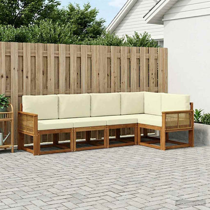 Udendørs sofagruppe med pude 7 pcs Naturlig og Fløde Polyester
