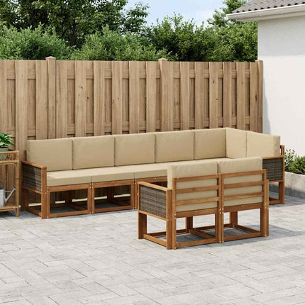 Udendørs sofagruppe med pude 8 pcs Naturlig og Beige Polyester