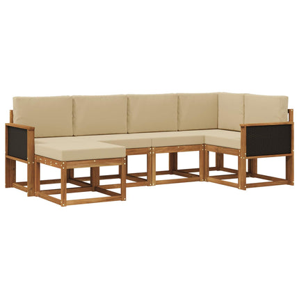 Udendørs sofagruppe 6 pcs Naturlig og Beige Massivt Akacietræ