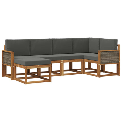 Udendørs sofagruppe 6 pcs Naturlig og Antracit Polyester