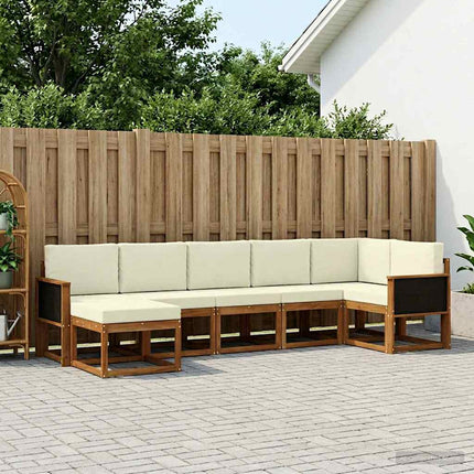 Udendørs sofagruppe med pude 7 pcs Naturlig og Fløde Polyester