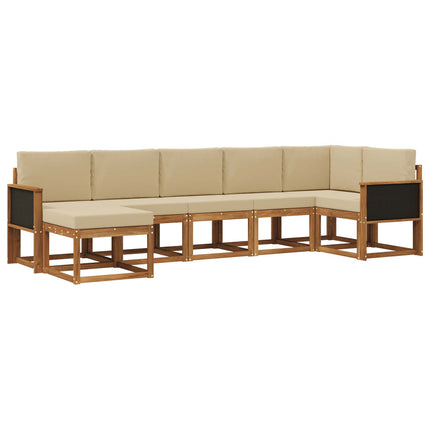 Udendørs sofagruppe med pude 7 pcs Naturlig og Beige Polyester