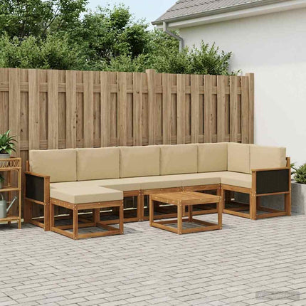 Udendørs sofagruppe med pude 8 pcs Naturlig og Beige Polyester