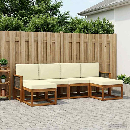 Udendørs sofagruppe med pude 6 pcs Naturlig og Fløde Polyester