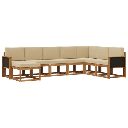 Udendørs sofagruppe 8 pcs Naturlig og Beige Massivt Akacietræ