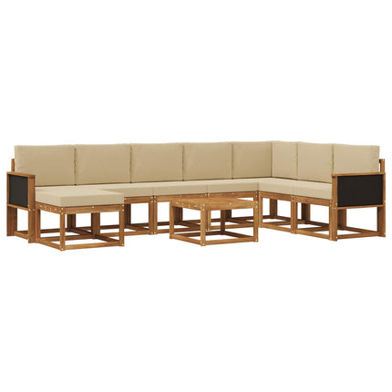 Udendørs sofagruppe 9 pcs Naturlig og Beige Massivt Akacietræ