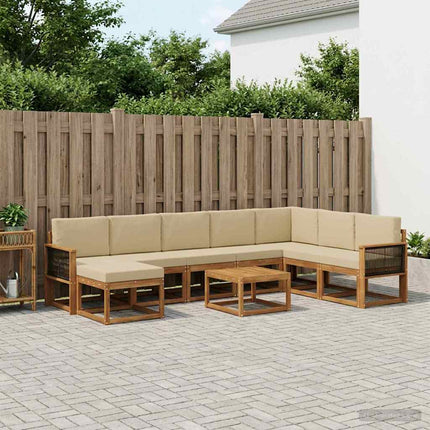 Udendørs sofagruppe 9 pcs Naturlig og Beige Massivt Akacietræ