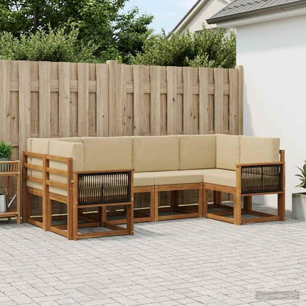 Udendørs sofagruppe 6 pcs Naturlig og Beige Massivt Akacietræ