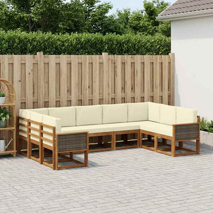 Udendørs sofagruppe 9 pcs Naturlig og Fløde Massivt Akacietræ