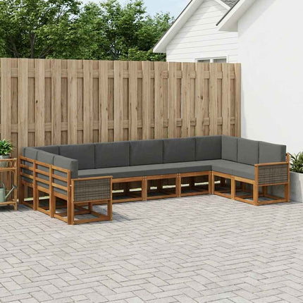 Udendørs sofagruppe med pude 10 pcs Naturlig og Antracit