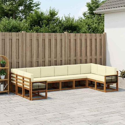 Udendørs sofagruppe 10 pcs Naturlig og Fløde Massivt Akacietræ