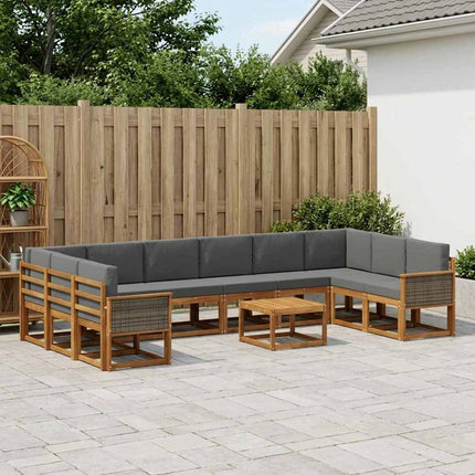 Udendørs sofagruppe med pude 11 pcs Naturlig og Antracit