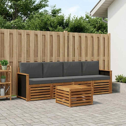 Udendørs sofagruppe med pude 5 pcs Naturlig og Antracit