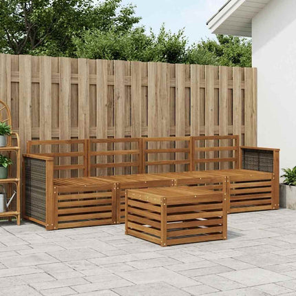Udendørs sofagruppe 5 pcs Naturfarvet Massivt Akacietræ