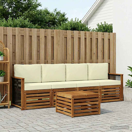 Udendørs sofagruppe 5 pcs Naturlig og Fløde Massivt Akacietræ