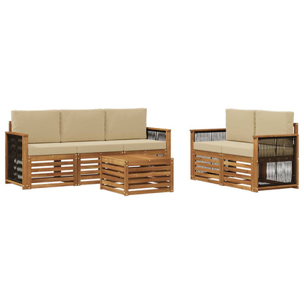 Sofasæt med pude 6 pcs Massivt Akacietræ
