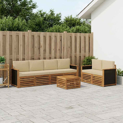 Udendørs sofagruppe 7 pcs Naturlig og Beige Massivt Akacietræ