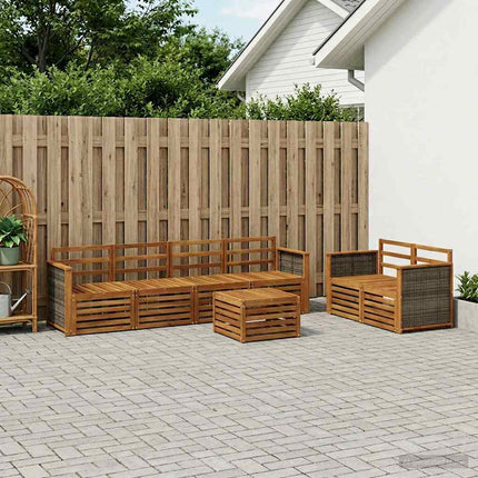 Udendørs sofagruppe 7 pcs Naturfarvet Massivt Akacietræ
