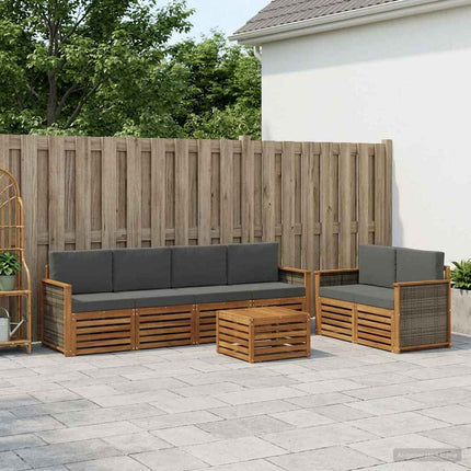 Udendørs sofagruppe med pude 7 pcs Naturlig og Antracit