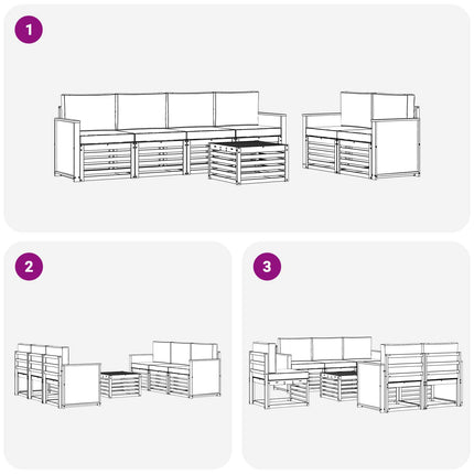 Udendørs sofagruppe 7 pcs Naturlig og Beige Massivt Akacietræ