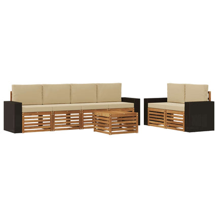 Udendørs sofagruppe 7 pcs Naturlig og Beige Massivt Akacietræ