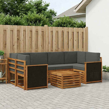 Udendørs sofagruppe med pude 7 pcs Naturlig og Antracit