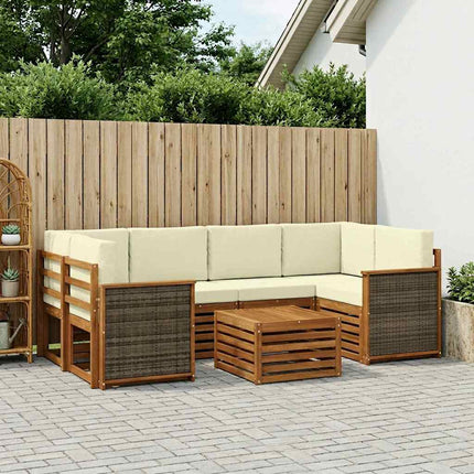 Udendørs sofagruppe 7 pcs Naturlig og Fløde Massivt Akacietræ