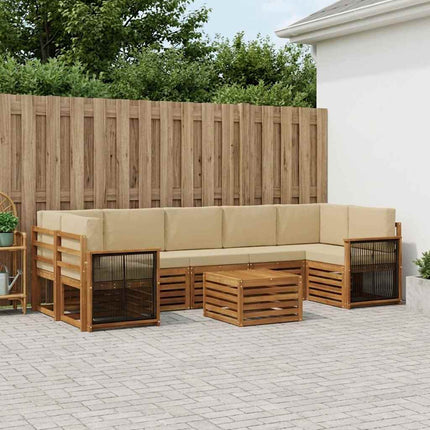 Udendørs sofagruppe 8 pcs Naturlig og Beige Massivt Akacietræ