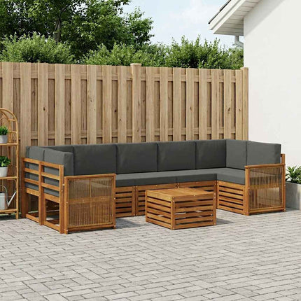 Udendørs sofagruppe med pude 8 pcs Naturlig og Antracit