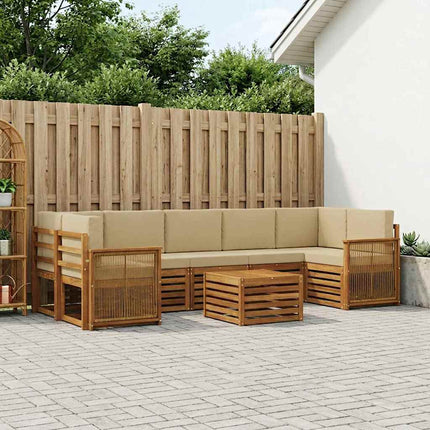 Udendørs sofagruppe 8 pcs Naturlig og Beige Massivt Akacietræ