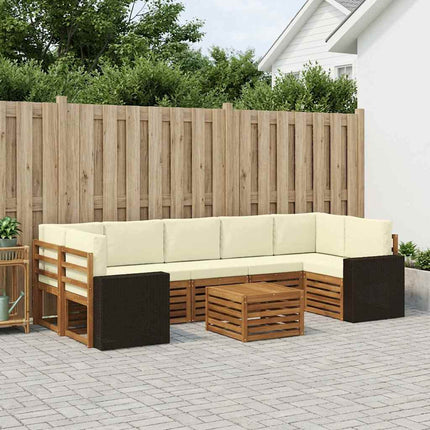 Udendørs sofagruppe 8 pcs Naturlig og Fløde Massivt Akacietræ