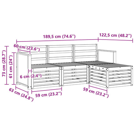 Udendørs sofagruppe 4 pcs Naturfarvet