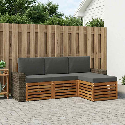 Udendørs sofagruppe med pude 4 pcs Naturlig og Antracit