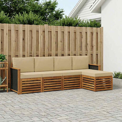 Udendørs sofagruppe med pude 5 pcs Naturlig og Beige