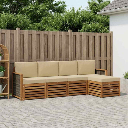 Udendørs sofagruppe med pude 5 pcs Naturlig og Beige