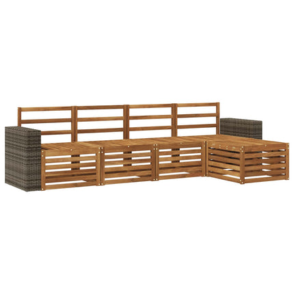 Udendørs sofagruppe 5 pcs Naturfarvet