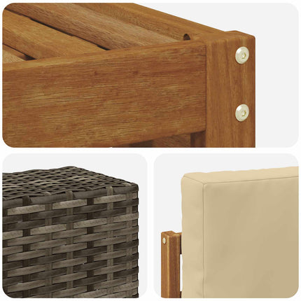 Udendørs sofagruppe med pude 5 pcs Naturlig og Beige