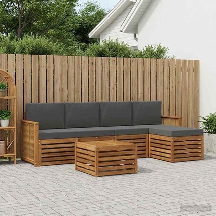 Udendørs sofagruppe med pude 6 pcs Naturlig og Antracit