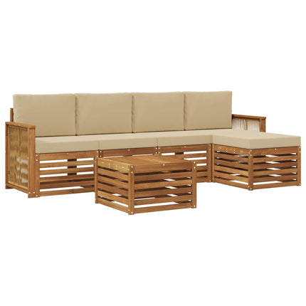 Udendørs sofagruppe med pude 6 pcs Naturlig og Beige