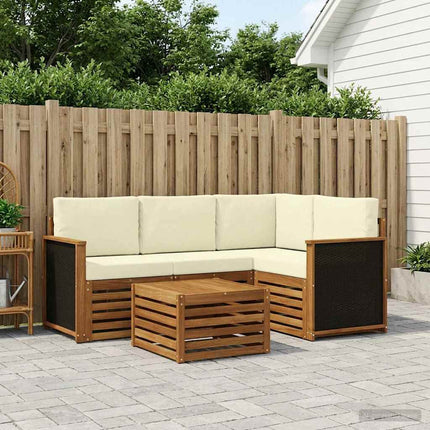 Udendørs sofagruppe 5 pcs Naturlig og Fløde 59 x 59 x 37 cm