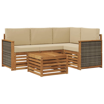 Udendørs sofagruppe 5 pcs Naturlig og Beige 59 x 59 x 37 cm