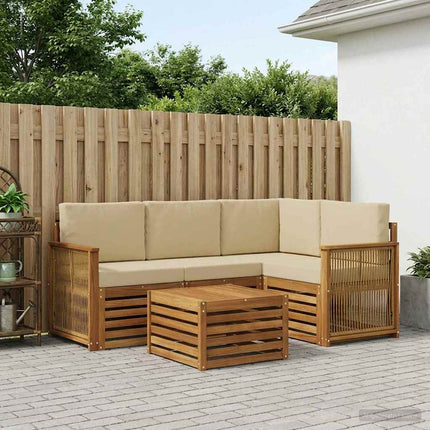 Udendørs sofagruppe 5 pcs Naturlig og Beige 59 x 59 x 37 cm