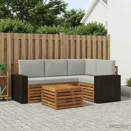 Udendørs sofagruppe 5 pcs Naturfarvet og lysegrå