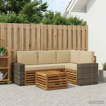 Udendørs sofagruppe 5 pcs Naturlig og Beige 59 x 59 x 37 cm