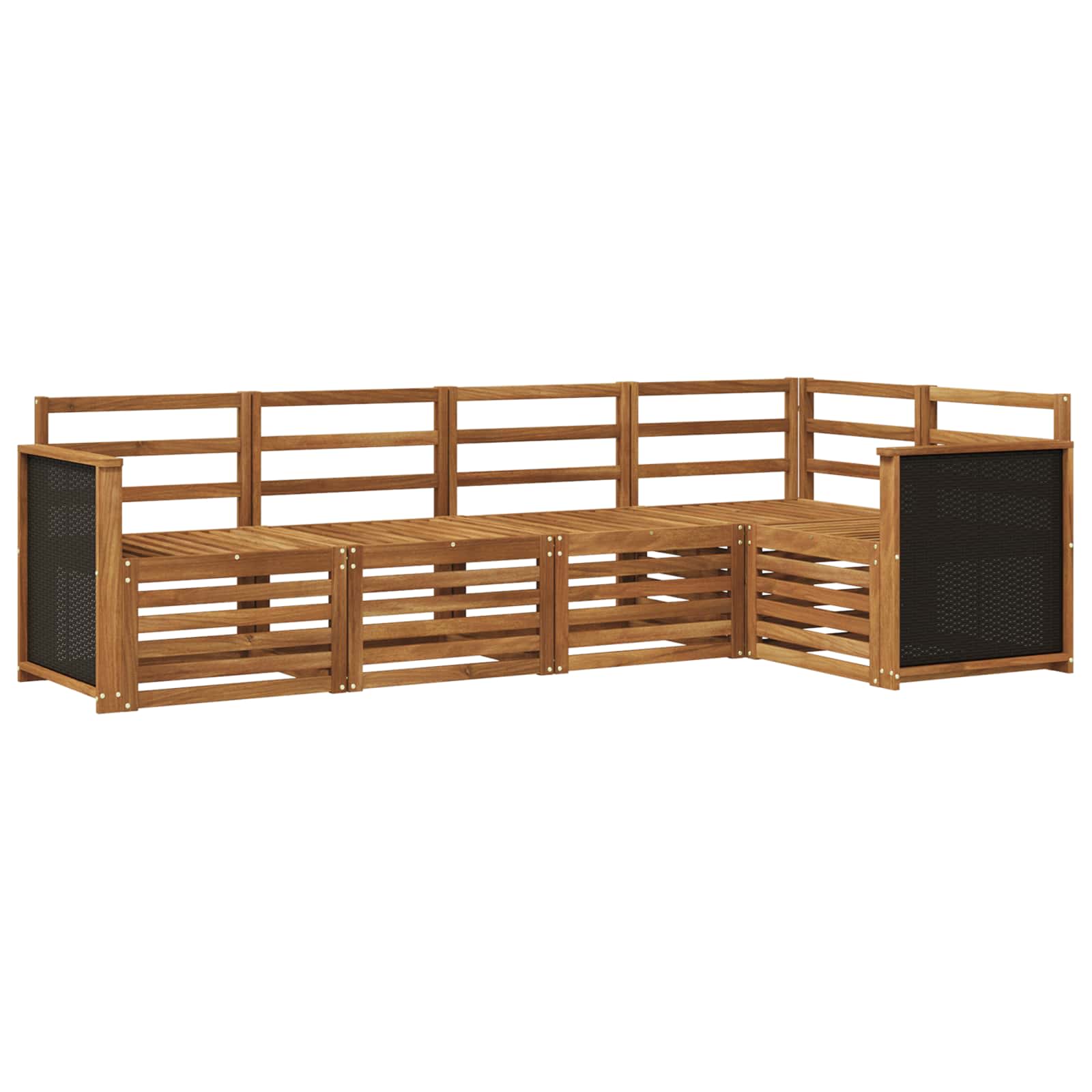 Sektionalsofa sæt 4 pcs Naturfarvet Massivt Akacietræ