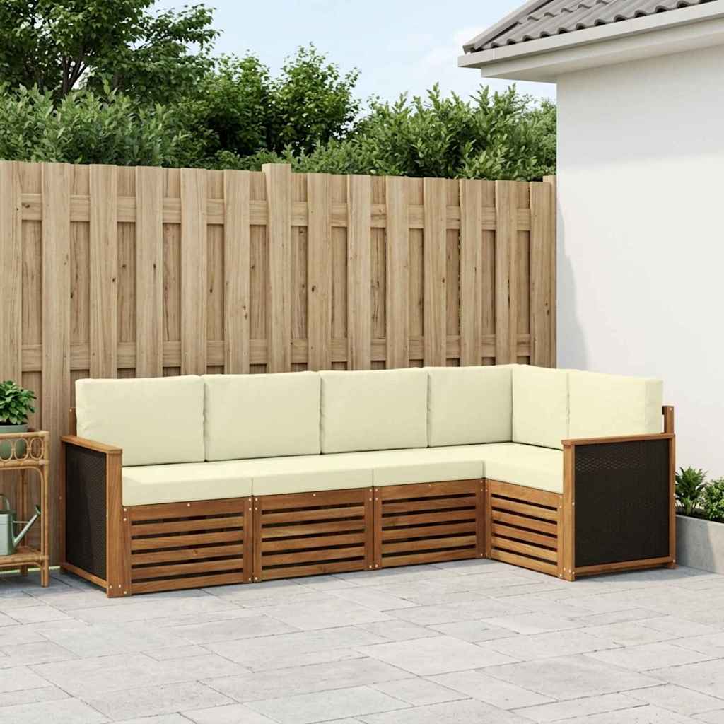 Sektionalsofa sæt med pude 4 pcs Naturlig og Fløde
